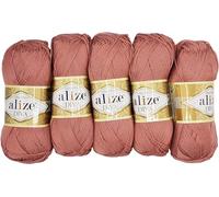 5 x 100 Gramm Strickgarn Ilkadim Export Diva einfarbig, 500 Gramm merzerisierte Strickwolle microfiber-Acryl (altrosa 354)