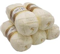 5 x 100 Gramm Strickgarn Ilkadim Export Diva einfarbig, 500 Gramm merzerisierte Strickwolle microfiber-Acryl (creme 62)