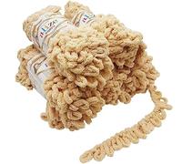 5 x 100 Gramm Strickwolle Alize Puffy, 500 Gramm Fingerstrick - Wolle super bulky, Schlaufenwolle, Stricken ohne Nadel (beige 310)