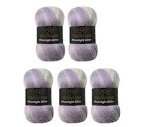 5 x 100g Moonlight Glitter Batik Simli Strickwolle, 500 Gramm Wolle 20% Metallic-Wolle, Farbverlauf, Glitzer (2700 rosa grau)
