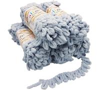 5 x 100g Puffy Schlaufenwolle Ilkadim Export, 500 Gramm Fingerstrick - Wolle super bulky, Schlaufenwolle, Strickwolle, Stricken ohne Nadel (grau 416)