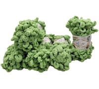 5 x 100g Puffy Schlaufenwolle Ilkadim Export, 500 Gramm Fingerstrick - Wolle super bulky, Schlaufenwolle, Strickwolle, Stricken ohne Nadel (grün 103)