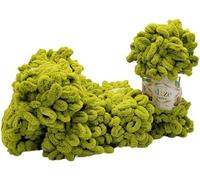 5 x 100g Puffy Schlaufenwolle Ilkadim Export, 500 Gramm Fingerstrick - Wolle super bulky, Schlaufenwolle, Strickwolle, Stricken ohne Nadel (grün 11)