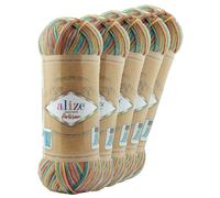 5 x 100g Sockenwolle Alize Superwash Artisan 75% Wolle Strickwolle Häkelgarn Farbwahl