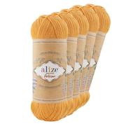 5 x 100g Sockenwolle Alize Superwash Artisan 75% Wolle Strickwolle Häkelgarn Farbwahl, Farbe:281 safran