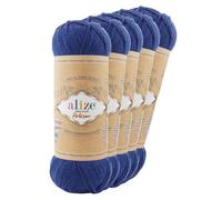 5 x 100g Sockenwolle Alize Superwash Artisan 75% Wolle Strickwolle Häkelgarn Farbwahl, Farbe:797 königsblau