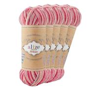 5 x 100g Sockenwolle Alize Superwash Artisan 75% Wolle Strickwolle Häkelgarn Farbwahl, Farbe:9002 Girlywood