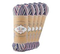 5 x 100g Sockenwolle Alize Superwash Artisan 75% Wolle Strickwolle Häkelgarn Farbwahl, Farbe:9004 Late Night