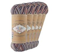 5 x 100g Sockenwolle Alize Superwash Artisan 75% Wolle Strickwolle Häkelgarn Farbwahl, Farbe:9013 Gentleman
