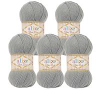 5 x 100g Strickgarn ALIZE Baby Best uni Babywolle Wolle Antipilling 44 Farben
