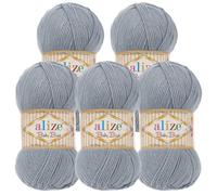 5 x 100g Strickgarn ALIZE Baby Best uni Babywolle Wolle Antipilling 44 Farben