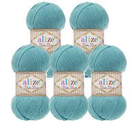 5 x 100g Strickgarn ALIZE Baby Best uni Babywolle Wolle Antipilling 44 Farben