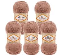 5 x 100g Strickgarn ALIZE Baby Best uni Babywolle Wolle Antipilling 44 Farben