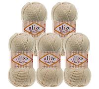 5 x 100g Strickgarn ALIZE Baby Best uni Babywolle Wolle Antipilling 44 Farben