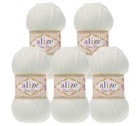 5 x 100g Strickgarn ALIZE Baby Best uni Babywolle Wolle Antipilling 44 Farben