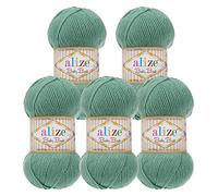 5 x 100g Strickgarn ALIZE Baby Best uni Babywolle Wolle Antipilling 44 Farben, Farbe:463 Light Aqua