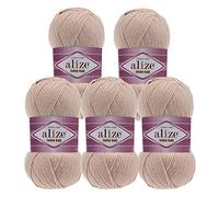 5 x 100g Strickgarn Alize Cotton Gold Uni Klassikgarn Häkelgarn Strick-Wolle Farbwahl, Farbe:67 champagner