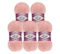 5 x 100g Strickgarn Alize Baumwolle Gold Uni Klassikgarn Häkelgarn Strick-Wolle Farbwahl, Farbe:393 hellrosa