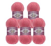 5 x 100g Strickgarn Alize Cotton Gold Uni Klassikgarn Häkelgarn Strick-Wolle Farbwahl, Farbe:33 bonbonrosa