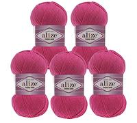 5 x 100g Strickgarn Alize Cotton Gold Uni Klassikgarn Häkelgarn Strick-Wolle Farbwahl, Farbe:149 pink