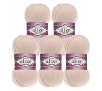 5 x 100g Strickgarn Alize Cotton Gold Uni Klassikgarn Häkelgarn Strick-Wolle Farbwahl, Farbe:382 pfirsichcreme