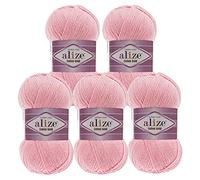 5 x 100g Strickgarn Alize Cotton Gold Uni Klassikgarn Häkelgarn Strick-Wolle Farbwahl, Farbe:518 flamingorosa