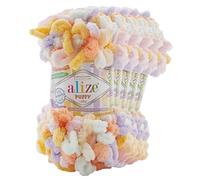 5 x 100g Strickgarn ALIZE Puffy Color Stricken ohne Nadeln Fingerstrickgarn