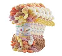 5 x 100g Strickgarn ALIZE Puffy Color Stricken ohne Nadeln Fingerstrickgarn