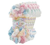 5 x 100g Strickgarn ALIZE Puffy Color Stricken ohne Nadeln Fingerstrickgarn