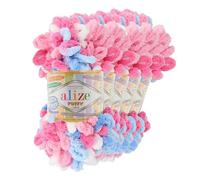 5 x 100g Strickgarn ALIZE Puffy Color Stricken ohne Nadeln Fingerstrickgarn, Farbe:6525