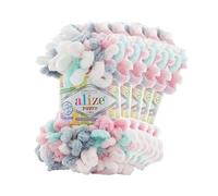 5 x 100g Strickgarn ALIZE Puffy Color Stricken ohne Nadeln Fingerstrickgarn