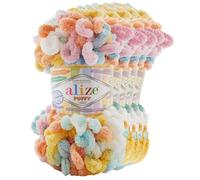 5 x 100g Strickgarn ALIZE Puffy Color Stricken ohne Nadeln Fingerstrickgarn, Farbe:6521