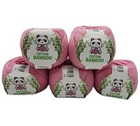 5 x 100g Strickwolle Cotton Bamboo mit 40% Baumwolle und 60% Bambus, 500 Gramm Strickgarn einfarbig (rosa 170-05)