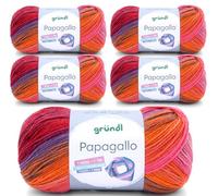 5 x 100g Wolle Set Farbverlaufswolle Gründl Papagallo Häkelwolle, Strickgarn mehrfarbig (03)