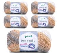 5 x 100g Wolle Set Farbverlaufswolle Gründl Papagallo Häkelwolle, Strickgarn mehrfarbig (06)