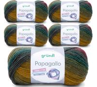 5 x 100g Wolle Set Farbverlaufswolle Gründl Papagallo Häkelwolle, Strickgarn mehrfarbig (08)
