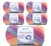 5 x 100g Wolle Set Farbverlaufswolle Gründl Papagallo Häkelwolle, Strickgarn pastell (04)