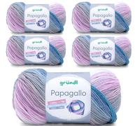 5 x 100g Wolle Set Farbverlaufswolle Gründl Papagallo Häkelwolle, Strickgarn pastell (07)
