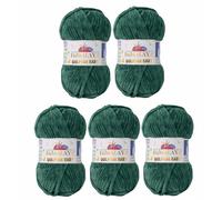 5 x Himalaya Dolphin Baby Wolle Garn Baumwolle Strickwolle zum Stricken häkeln super Bulky Chenille Garn Wolle Strickgarn 100g 120m Polyester Elomnia (5x-A1-80360 Grün)
