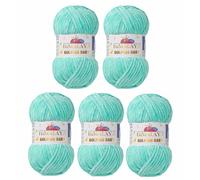 5 x Himalaya Dolphin Baby Wolle Garn Baumwolle Strickwolle zum Stricken häkeln super Bulky Chenille Garn Wolle Strickgarn 100g 120m Polyester Elomnia (5x-A1-80345 Babygrün)