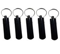 5 x schwarz dünn - Geocaching Versteck Metall Aluminium MICNO Tabletten Pillen Aufbewahrung Medikamente Reise Unterwegs Schlüsselanhänger Behälter (S - Schwarz, 5)
