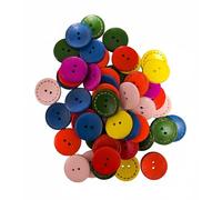 50 bunte Holzknöpfe 25mm 2-Loch rund bunter Mix bunte Zweilochknöpfe zum nähen Jackenknöpfe 2-Loch-Knöpfe