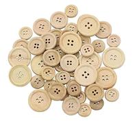 50 edle Premium-Knöpfe aus Holz Runde Holzknöpfe natur in 3 Größen (15mm, 20mm und 25mm) 4 Löcher naturbelassene Knopf für Kleidung Handarbeit DIY Holzknopf, Nähen und Basteln