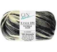 50 Gramm ONline Linie 231 Filzwolle Color aus 100% Schurwolle 0101 Schwarz Weiss Mix