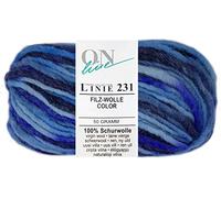 50 Gramm ONline Linie 231 Filzwolle Color aus 100% Schurwolle 0103 Blau Mix