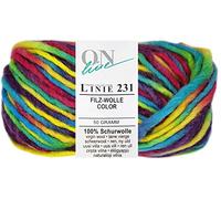 50 Gramm ONline Linie 231 Filzwolle Color aus 100% Schurwolle 0105 Regenbogen Mix