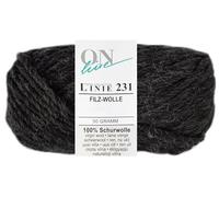 50 Gramm ONline Linie 231 Filzwolle Uni aus 100% Schurwolle (0010 Schwarz)