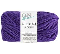 50 Gramm ONline Linie 231 Filzwolle Uni aus 100% Schurwolle (0014 Lila)