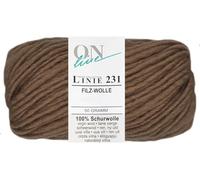 50 Gramm ONline Linie 231 Filzwolle Uni aus 100% Schurwolle (0028 Hellbraun)