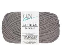 50 Gramm ONline Linie 231 Filzwolle Uni aus 100% Schurwolle (0050 Hellgrau)